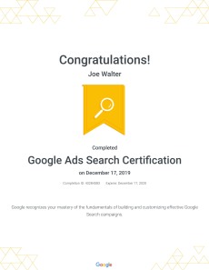 Google Ads Search Certification : Google