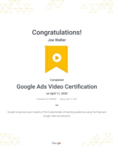 Google Ads Video Certification : Google